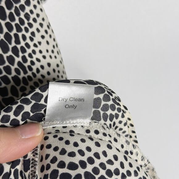 Parker XSmall Black Cream Silk Animal Print Cold Shoulder Long Sleeve Blouse Top - Picture 10 of 10